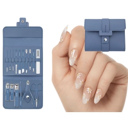 Zestaw do paznokci przybornik manicure pedicure etui cążki 16 elementów — zdjęcie 9