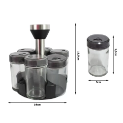 Organizer na przyprawy obrotowy pojemniki szklane 6 sztuk przyprawnik sól