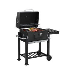 Grill węglowy ogrodowy dwa ruszty termometr pokrywa półka popielnik duży