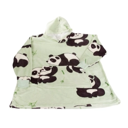 Ciepła bluza panda koc oversize xxl 2w1 gruba futrzak miękka z kapturem