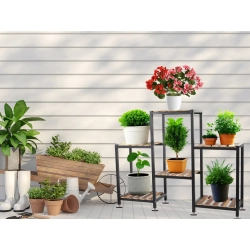 Kwietnik stojący drewniany wysoki na kwiaty doniczki 3 poziomowy regał