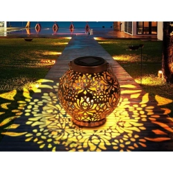 Lampion solarny ozdobny LED latarnia słoneczna złota miedziana wisząca