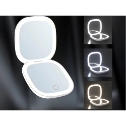 Lusterko do makijażu z podświetleniem led składane x5 do torebki podróżne