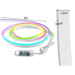 Taśma neon led 5m rgb bluetooth aplikacja pilot wodoodporna elastyczna