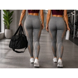 Legginsy damskie push up modelujące wysoki stan fitness siłownia szare s/m — zdjęcie 11