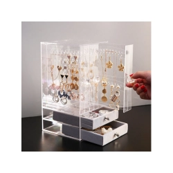 Organizer na biżuterię szkatułka ekspozytor zamsz