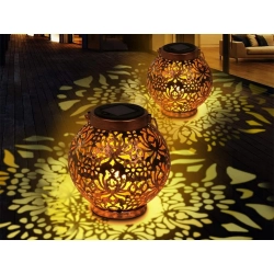 Lampion solarny ozdobny LED latarnia słoneczna złota miedziana wisząca