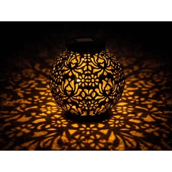 Lampion solarny ozdobny LED latarnia słoneczna czarna wisząca lampa