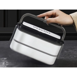 Śniadaniówka z przegródkami piętrowy pojemnik xxl sztućce lunchbox 1400ml