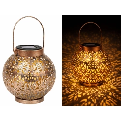 Lampion solarny ozdobny LED latarnia słoneczna złota miedziana wisząca