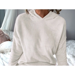 Ciepła piżama damska dwuczęściowa z kapturem miękka pluszowa krótkie xl