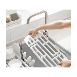 Ociekacz suszarka na zlew do naczyń owoców warzyw do suszenia teleskopowy