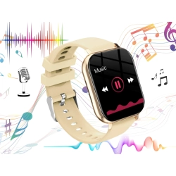 Smartwatch zegarek damski męski gumowy pasek sport bluetooth rozmowy złoty