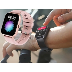 Smartwatch zegarek damski męski gumowy pasek sport bluetooth rozmowy różowy