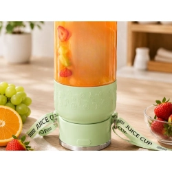 Bidon blender butelka USB 1200 ml kubek do smoothie shaker ze słomką i paskiem zielony