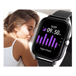 Smartwatch zegarek damski męski gumowy pasek sport bluetooth rozmowy czarny