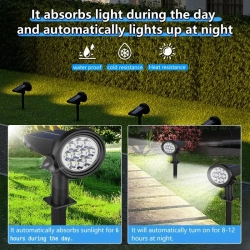 Lampa solarna biały ciepły reflektor wbijany do podświetlania roślin