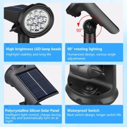 Lampa solarna biały ciepły reflektor wbijany do podświetlania roślin
