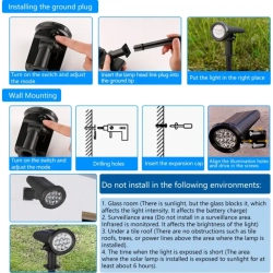 Lampa solarna biały ciepły reflektor wbijany do podświetlania roślin