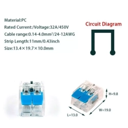 Złączka szybkozłączka Instalacyjna 2x0,2-4mm 32A/450V typ WAGO 221