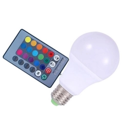Wielobarwna żarówka diodowa LED RGBW 12w/230v E27 16 kolorów + pilot