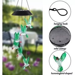 Solarne ptaszki lampki ogrodowe LED kolorowe i dzwoniące na wietrze