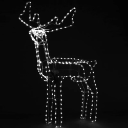 Świecący renifer ażurowa dekoracja światełkami flash rzeźba przed dom białyZimny (ok 6000k)
