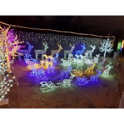 Świecący renifer led z saniami dekoracja świąteczna do ogrodu 4 kolory