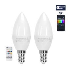 2 x Żarówka diodowa Bluetooth MESH C37 E14 6,5W RGB+CCT 550lm