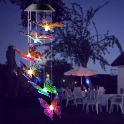 Motylki solarne lampki ogrodowe LED białe za dnia kolorowe w nocy
