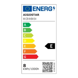 Żarówka świecowa LED filament przezroczysta C35 E14 8W biała zimna