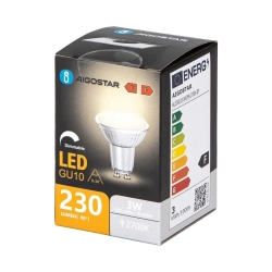 Żarówka LED GU10 3W 2700K 230lm ściemnialna szklany klosz Aigostar