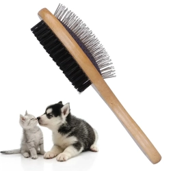 Dwustronny drewniany grzebień dla zwierząt