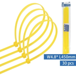 Nylonowa opaska zaciskowa 30 szt. 4,8x450 mm żółta