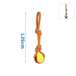 Zabawka z bawełnianego sznura z piłką i uchwytem z TPR dla psa