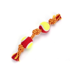 Zabawka z bawełnianego sznura z podwójną piłką z TPR dla psa