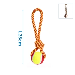 Zabawka z bawełnianego sznura z piłką i uchwytem z TPR dla psa