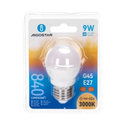 Żarówka diodowa LED G45 E27 9W=62W 840lm Ciepła