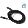 Kabel audio mini jack 3,5 mm męski-żeński 1,5 m czarny do wygodnego przesyłu dźwięku