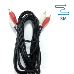 Kabel audio 2RCA na 2RCA 3 m czarny do wysokiej jakości przesyłu dźwięku