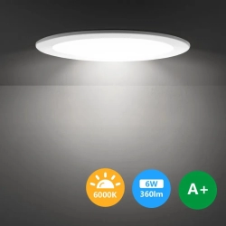 Podtynkowy panel plafon okrągły downlight LED 6W światło białe zimne