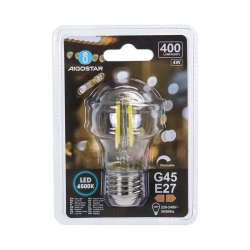 Ściemnialna żarówka LED G45 E27 4W=38W 400lm Zimna