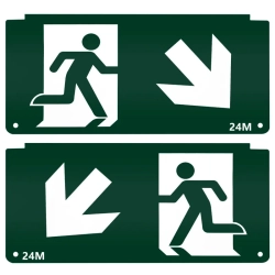 Piktogram znak wyjścia 327x162 mm do oprawy oświetlenia awaryjnego zapewniający bezpieczeństwo
