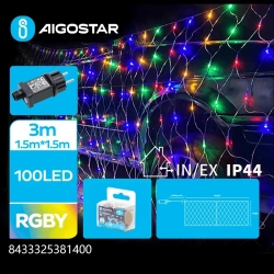 Niskonapięciowa zewnętrzna siatka 100led RGBY, 1,5 m x1,5m