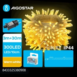 Niskonapięciowe zewnętrze lamki choinkowe 300led Ciepła biel, 30m+3 - zdjęcie 2