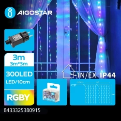 Niskonapięciowa świetlna kurtyna 300 led, multikolor 3m*3m