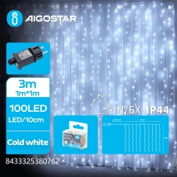 Niskonapięciowa kurtyna 100 led Zimna biel, 1m * 1m