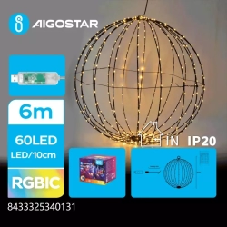 Ozdobna kula LED USB kula 3D sterowanie pilotem+muzyką+aplikacją , RGBIC, 5m+30cm