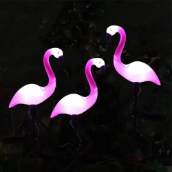 Flamingi solarne ogrodowe zestaw 3 flamingów podświetlanych po zmroku