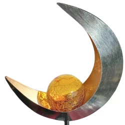 Księżyc solarny ogrodowy 18/80cm lampa z kulką ze spękanego szkła